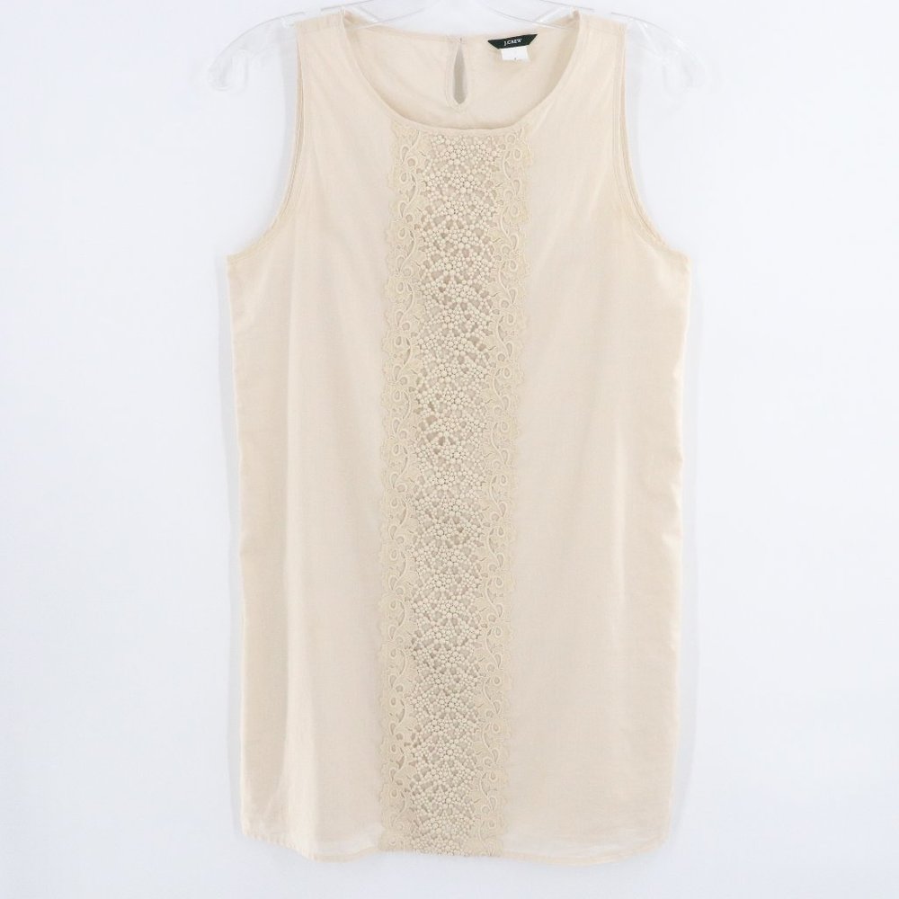 J. CREW Cream Applique Shift Sleeveless Dress